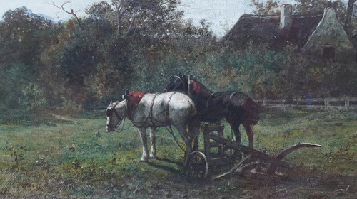 JOHANNES VROLYK DUTCH VICTORIAN EQUINE ART HORSES LANDSCAPE PAINTING ANIMALS - Picture 3 of 12