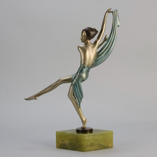 Early 20th Century Art Deco Bronze entitled "Dancer with Scarf" by Josef Lorenzl - Picture 6 of 11