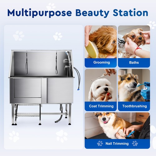 50" Pet Dog Grooming Bath Tub Professional Cat Dog Wash Shower Station 304 Steel - Picture 5 of 9