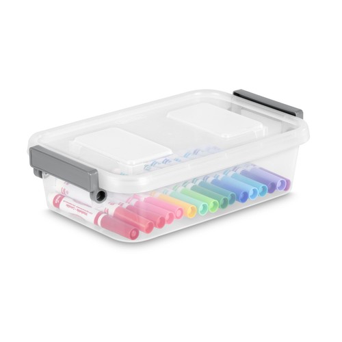 Plastic Modular Latch Box With Lid Small Storage Container Stackable Bin 2.7 Qt - Picture 9 of 12