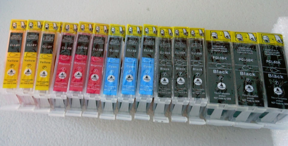 15PK PGI5 BK CLI8BK C M Y Ink Cartridge for Canon iP5200 iP4500 MP970 MP830 810 - Image 2 of 2