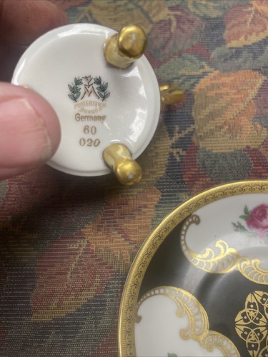 Vintage Mitterteich Bavaria Footed Black Demitasse Cup & Saucer Germany - Picture 6 of 9