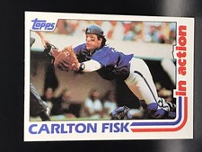 1982 Topps Baseball #111 Carlton Fisk In Action Chicago White Sox HOF Near Mint
