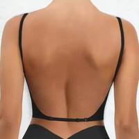 Deep Plunge Push Up Bra - Backless Invisible Seamless Low Cut U Neck Underwear