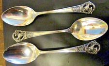 3 antique Illinois State Sterling Silver Souvenir Spoons Weidlich cutout eagle