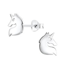 Silver Unicorn Head Studs - 925 Sterling Silver Unicorn Head Post Earrings
