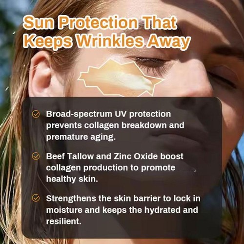 Grass-Fed Beef Tallow Sunscreen SPF50 Natural Tallow Zinc &Oxide Sunscreen 100 g - Picture 7 of 10