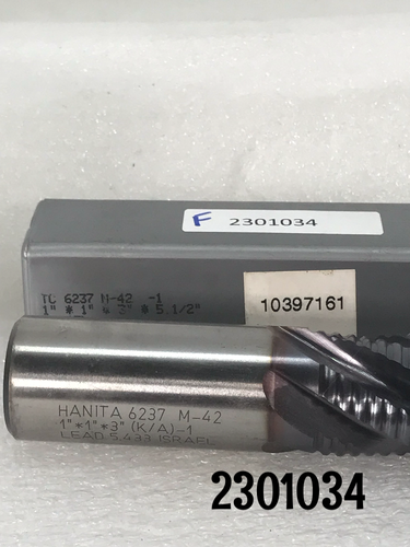1" x 1" x 3" x 5-1/2" 5 Flutes New Hanita 6237 HSS M-42 Rougher - Picture 4 of 6