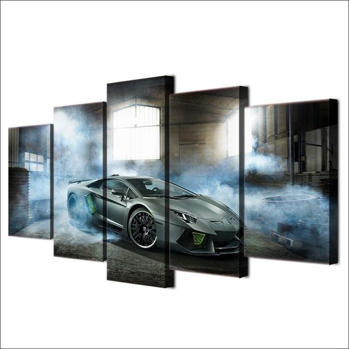 Auto Sportiva Smoking Lamborghini Racing Corniciata 5 Pezzi Tela Arte Murale Wa - Foto 3 di 4