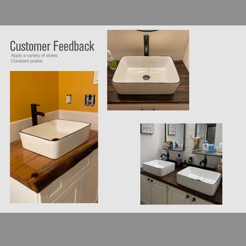 Keramik Bad Gefäß Waschbecken Schüssel Becken über Theke Wasserhahn Pop Up Ablauf Kombi - Bild 16 von 36