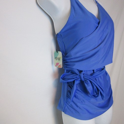 NEW Nani Wrap Tie Tankini Swim Top Blue Women's Large Built-In Padded Bra - Picture 3 of 5