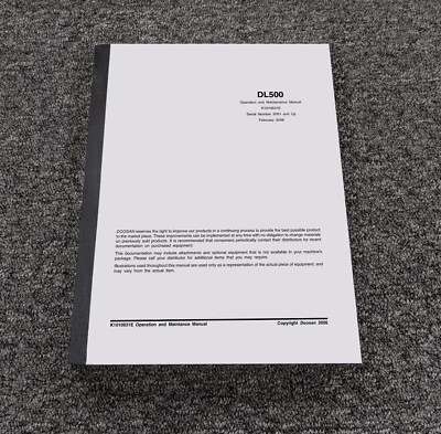Doosan DL500 Wheel Loader Operator Owner User Guide Manual Book S/N 5001 & Up