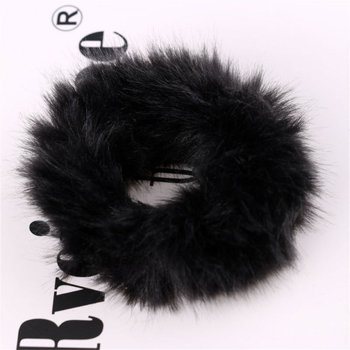 Hair Tie Furry Elastic Hair Band Plush Hair Rope Hair Accessories Solid Color ➦ - Picture 3 of 19