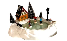 Vtg  Lemax Village Collection Animated Skating Pond Christmas Holiday Display