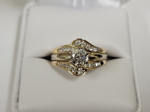 14k Yellow & White Gold Wedding Ring With Round & Baguette Diamonds 1.25 ctw. - Picture 9 of 14
