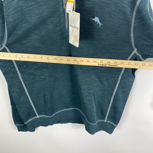 Nuevo Tommy Bahama Para Hombre Tobago Bay Media Cremallera Sudadera Talla M Medio Canal Azul - Imagen 6 de 9