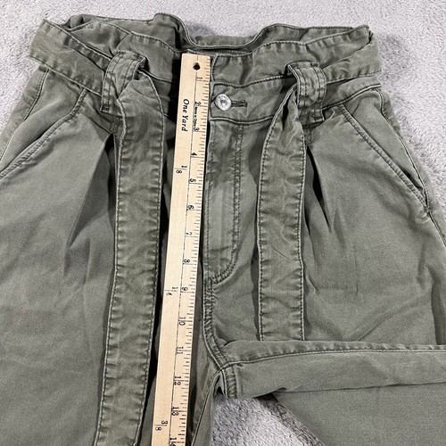 Paige Hose Damen 27 Harper weites Bein hoher Bund Paperbag grün Bindegürtel Baggy - Bild 6 von 13