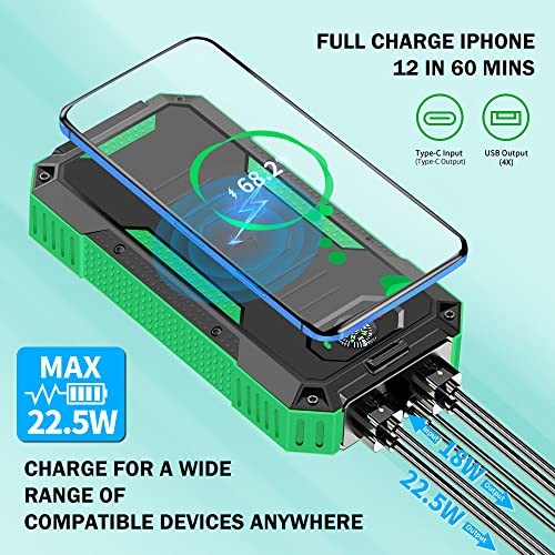 Solar Charger Power Bank 40000mAh, Portable Wireless Charger, 22.5W Fast - Picture 5 of 8