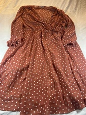 Indigo Rose Women's Dress Polka Dot Flowy Chiffon Boho hippie Size 3XL