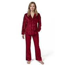 Lord & Taylor Women's 2-Piece Velour Pajama Set Size XS Red
