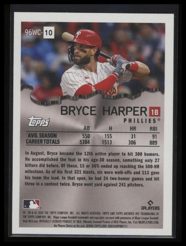 2024 Topps Archives #96WC-10 Bryce Harper 1996 Wrecking Crew - Picture 2 of 2