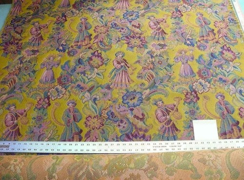10YD SCALAMANDRE BILIKEN YELLOW MEDIAVAL LADY TAPESTRY MUSIC DANCE MSRP$230/Y - Picture 13 of 23