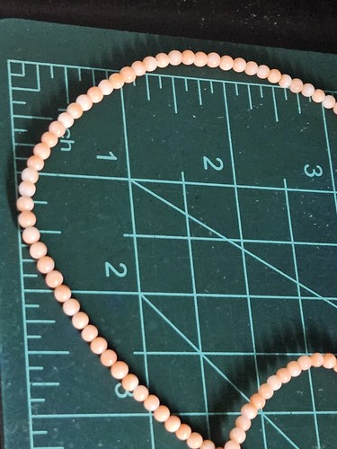 Vintage Angel Skin Coral Small Round Bead Necklace Gold Filled Clasp - Picture 11 of 11