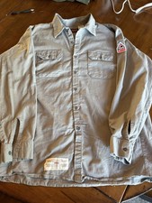 Bulwark Flame Resistant Cat 1/2112 Men  s XL Grey Cotton Button Down Work Shirt