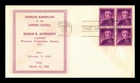 DR JIM STAMPS US COVER SUSAN B ANTHONY 50C FIRST DAY ISSUE BLOCK VAN OHLEN