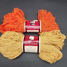  2 Aunt Lydia's American Thread Heavy Rug Yarn Skeins Bronze Gold Tangerine NOS
