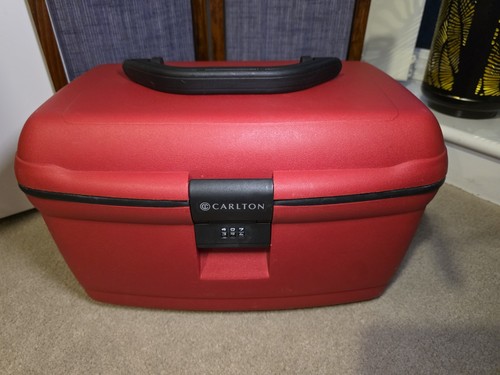 Vintage Carlton Hard Vanity Case - Rosso - Specchio vassoio serratura combinazione - come nuovo - Foto 8 di 11