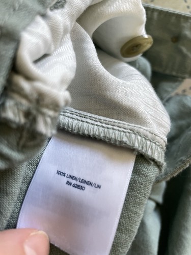 Lands End Linen Midi Skirt 12 Sage Green Button Up - Picture 13 of 15