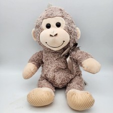 Walgreens Monkey Plush Stuffed Animal 12" Shaggy Beige Fur Corded Feet Satin Bow