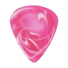 Pink With White Swirls Resin Guitar Pick - 3.0mm 351 Groove - Handmade Plectrum