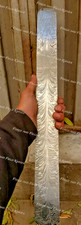 Custom Handmade 20" &times; 2" Damascus Feather Pattern Billet Bar For Knife Making...