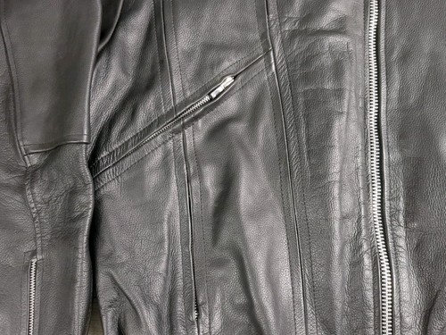 Vintage Interstate Leather Classic Black Motorcycle Jacket Men's Size XL - Picture 6 of 15