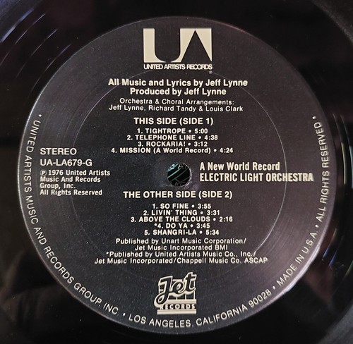 ELECTRIC LIGHT ORCHESTRA: NEW WORLD RECORD & DISCOVERY VINYL RECORD LPs JET VG+ - Picture 7 of 16