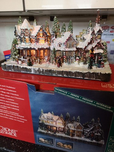 Large Vintage Konstsmide Fibre Optic Christmas Village House