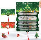 2Pc Christmas Money Holder or Gift Card with 10 Slots Red and Green 