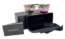 Versace NIB Auth Sunglasses 2181 Gold Frame Gray Lenses Aviator 57 18 140 mm
