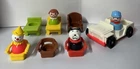 Vtg. Fisher Price Little People Lot of 11 pcs Girl, Boy, Dog, Clown, Car, Chairs