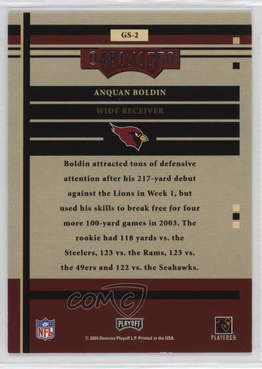 2004 Playoff Honors Game Day /1750 Anquan Boldin #GS-2 - Image 2 of 2