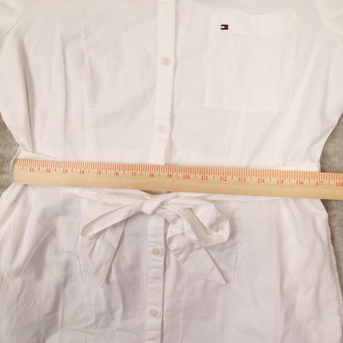 Tommy Hilfiger White Button Up Belted Shirt Dress Women's size Large NWT - Picture 9 of 12