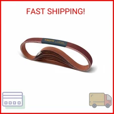 POWERTEC 414208A 1 x 42 Inch Sanding Belts, 80 Grit Aluminum Oxide Belt Sander S