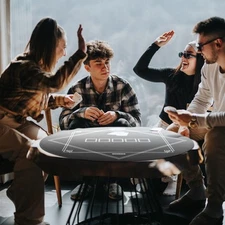 Soozier 24 inch Round Poker Mat, Texas Hold'em Poker Table Top Black