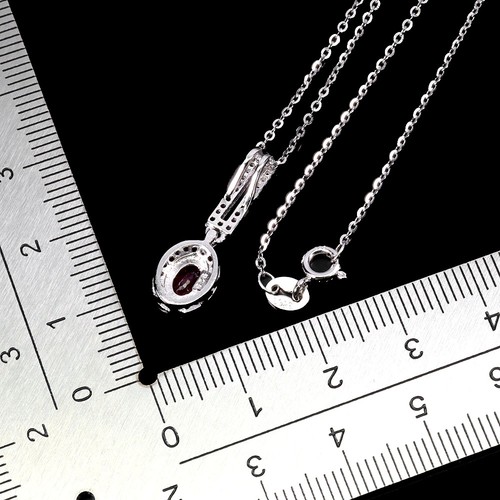 925 Sterling Silver Necklace Oval Ruby 7x5mm Ruby Myanmar Gemstone Jewelry 18in - Picture 3 of 14
