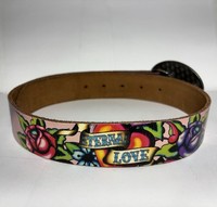 ED HARDY Holiday CHRISTIAN AUDIGIER ETERNAL LOVE Purple Leather Belt Buckle S 3
