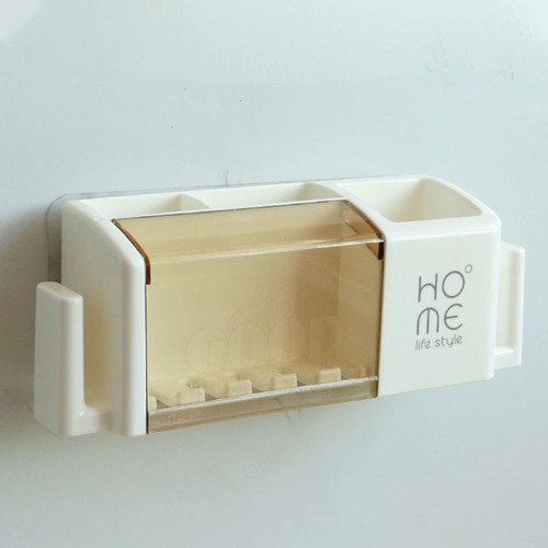 Zahnbürstenhalter Wandmontage Zahnbürstenhalter Becheraufbewahrung Multifunktional - Bild 7 von 21