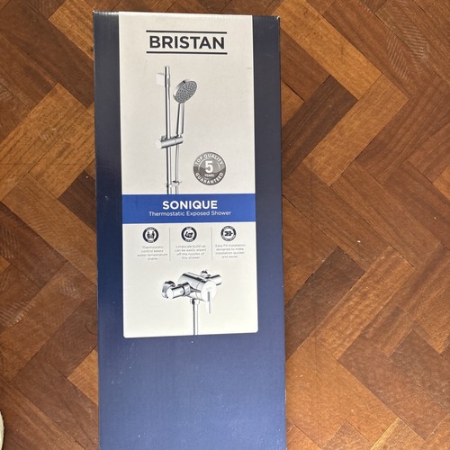 BRISTAN Sonique Exposed 3 Thermostatic Single Lever Shower c/w Kit, Chrome - Picture 4 of 4