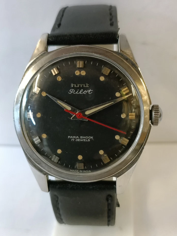 HMT PILOT 17 JOYAS CUERDA ESFERA NEGRA 0231 INDIA HOMBRE ESTADO FUNCIONANDO Foto 4 de 4